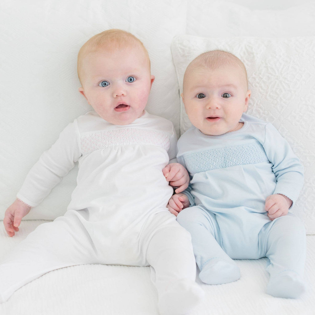 Essentials Solid Blue Smocked Footie