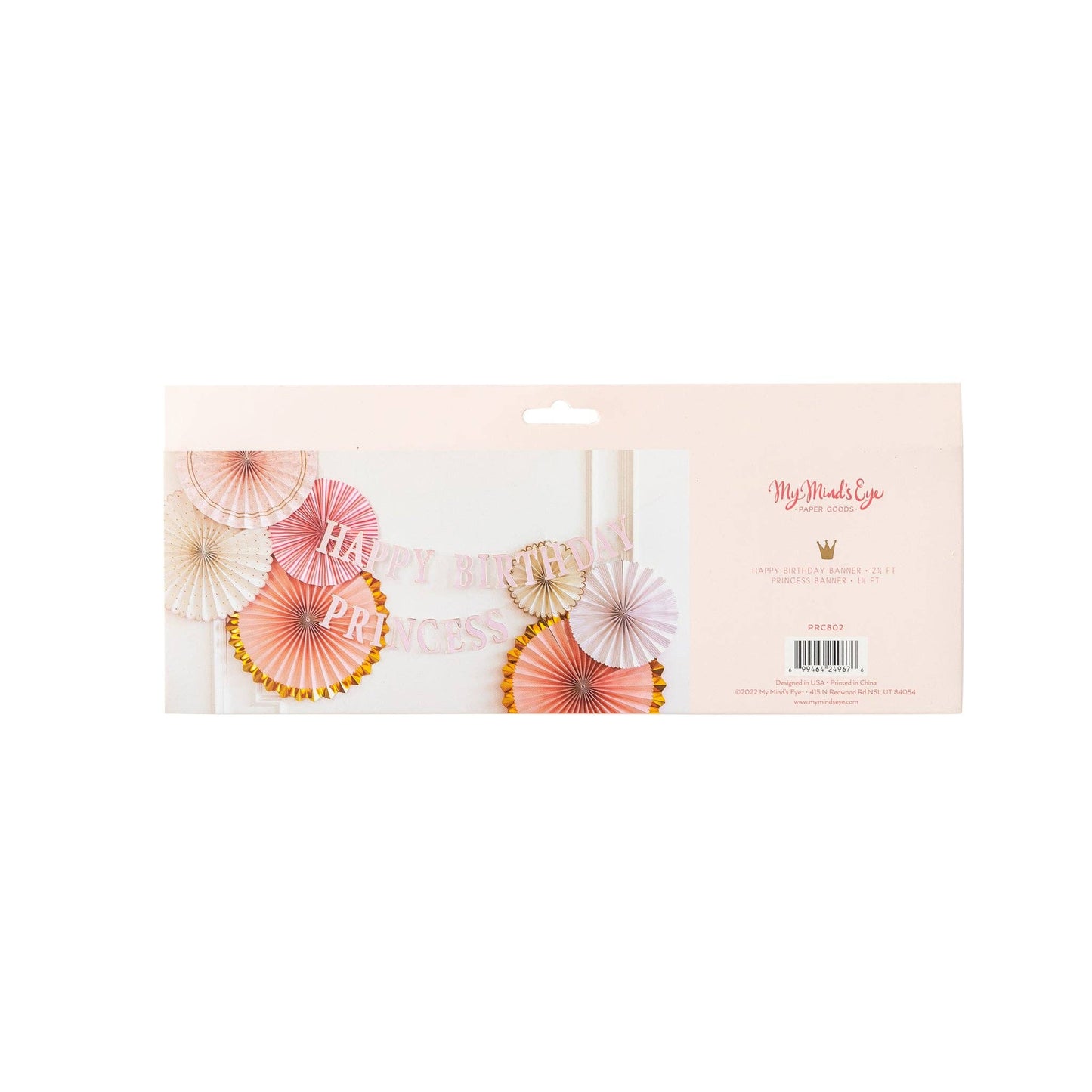 Packaging of decorative paper fans with 'Happy Birthday' text on a white background