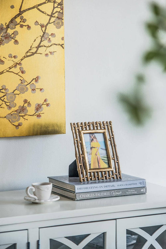 Gold Bamboo Photo Frame, 4x6" Opening