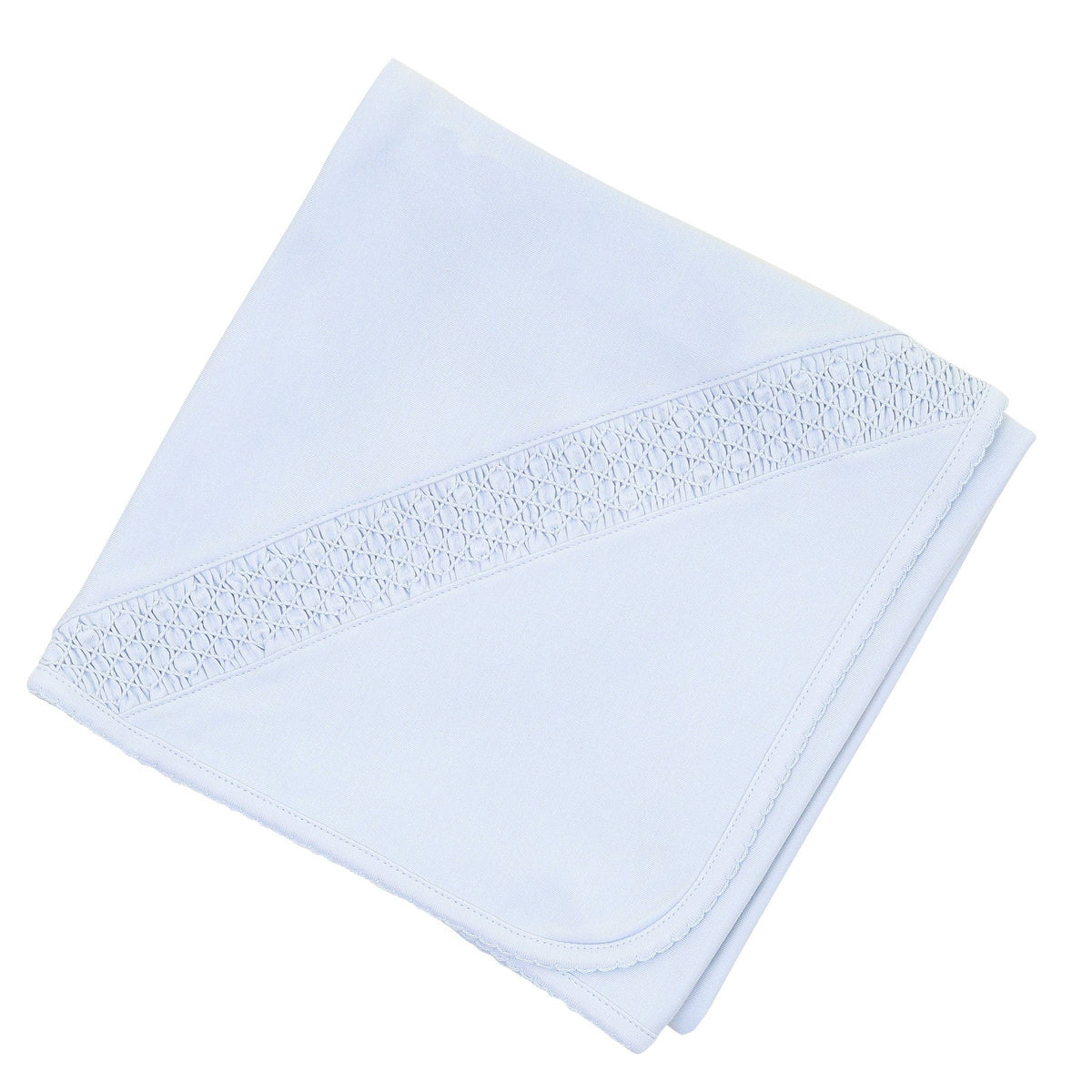 Solid Essentials Smocked Blanket - Light Blue with Light Blue Trim