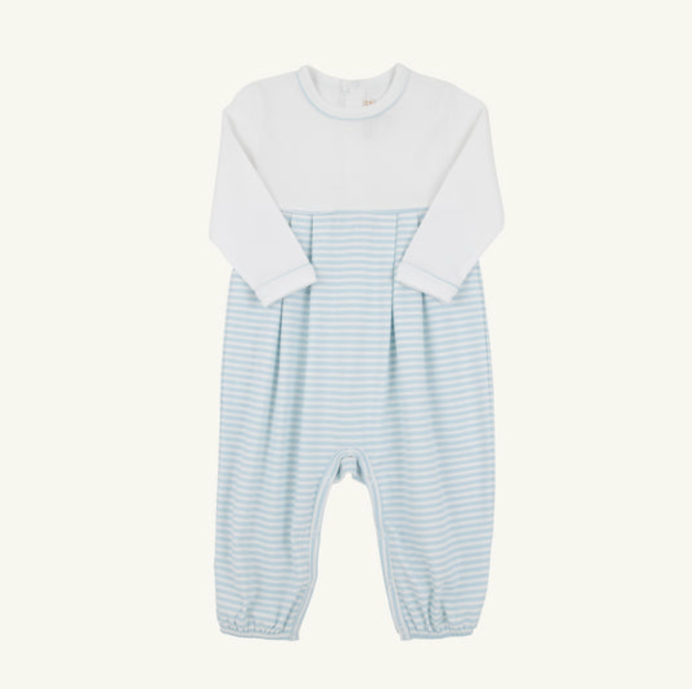Bradford Romper White & Buckhead Blue Stripe Long Sleeve