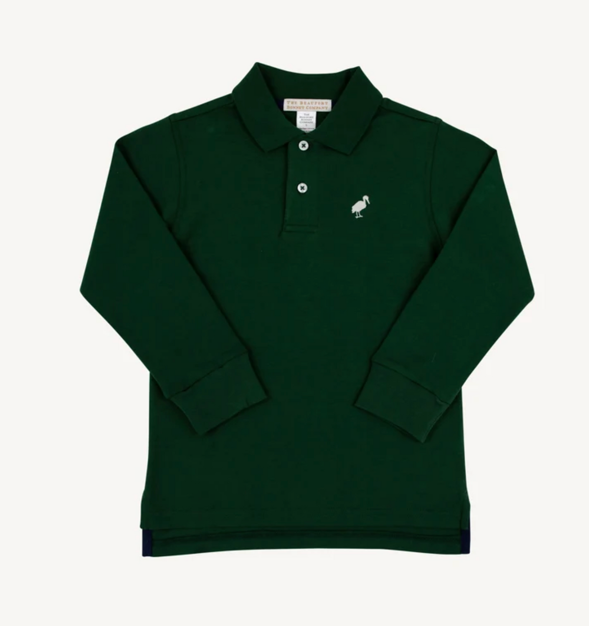 Prim & Proper Polo Grier Green with Palmetto Pearl Stork Long Sleeve Pima