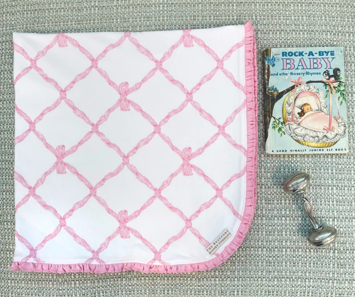 Baby Buggy Blanket Belle Meade Bow/Pier Party Pink