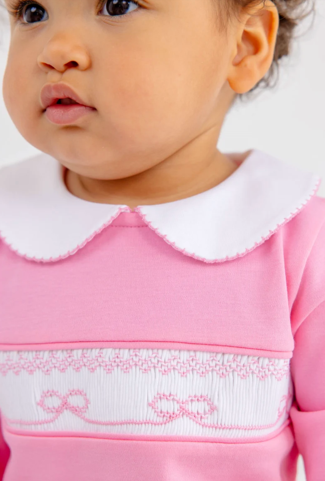 Rigsby Romper Bow Smocking Hamptons Hot Pink with Worth Avenue White