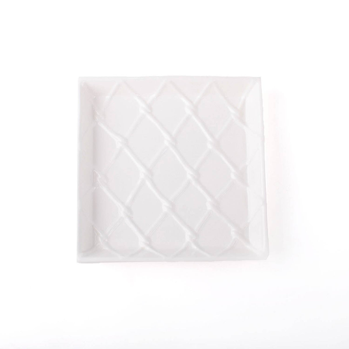 White Textured Ceramic Cocktail Napkin Tray