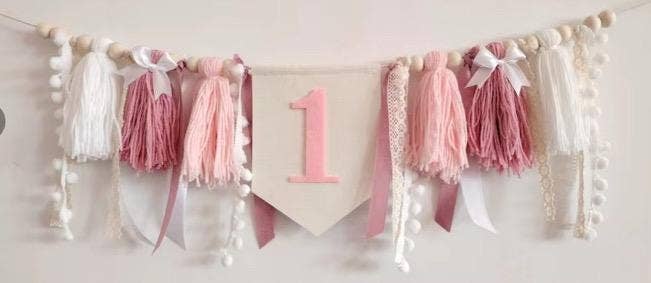 Bow 1st Birthday Chair Banner