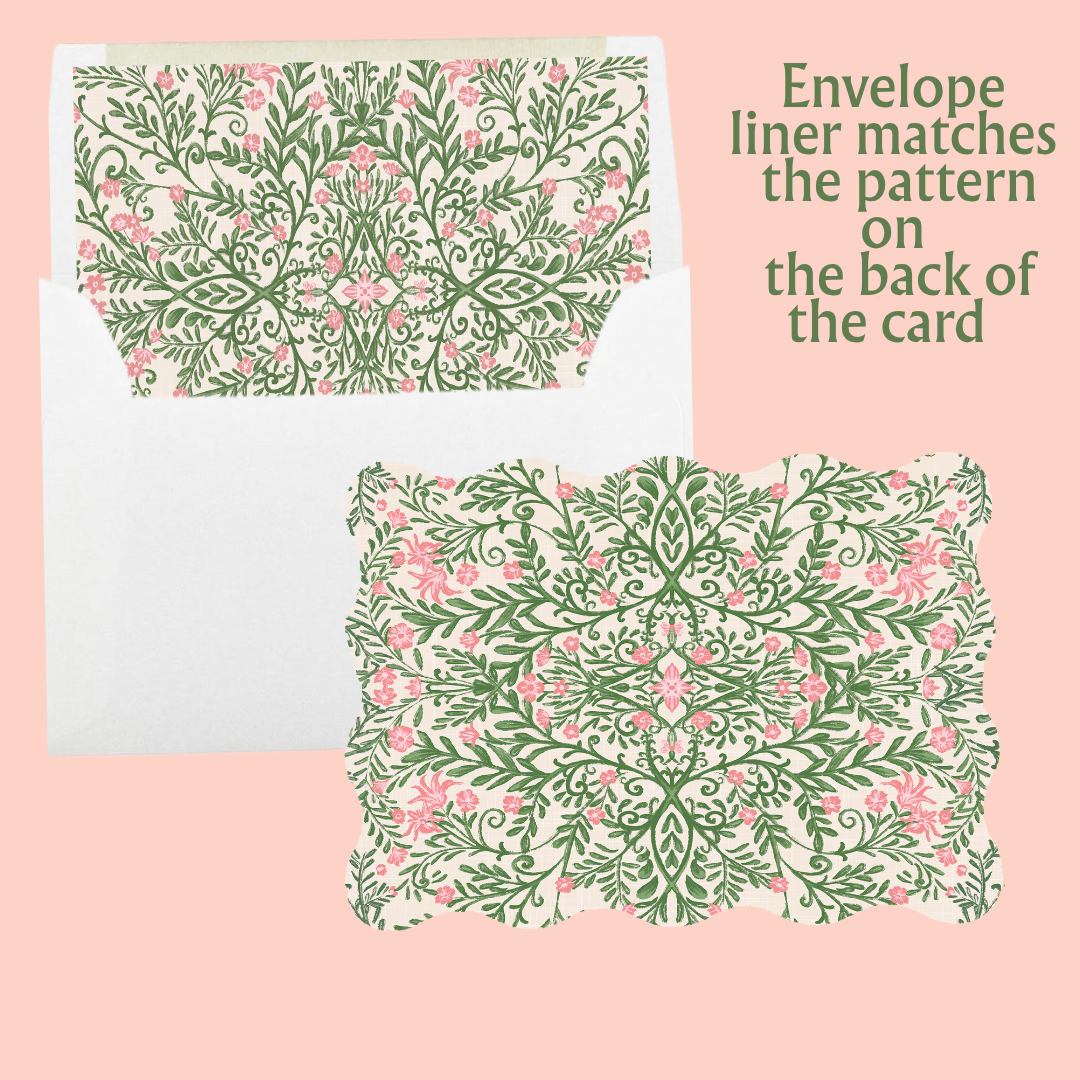Thank You: Chinoiserie Floral Pattern Scalloped Set