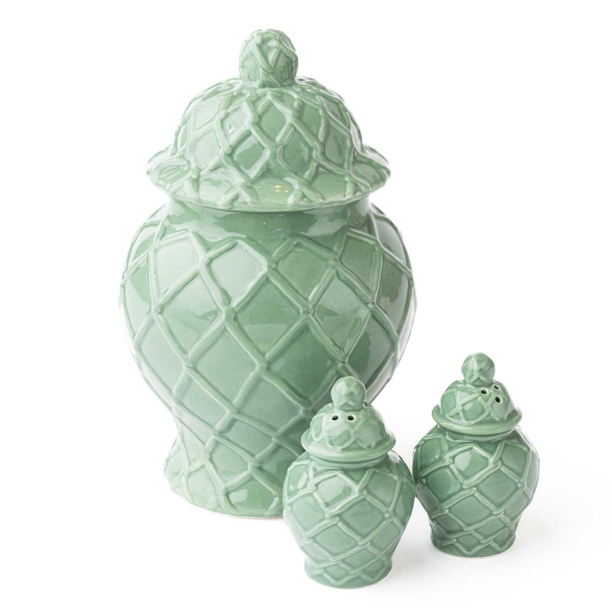 Green Textured Ginger Jar, Small