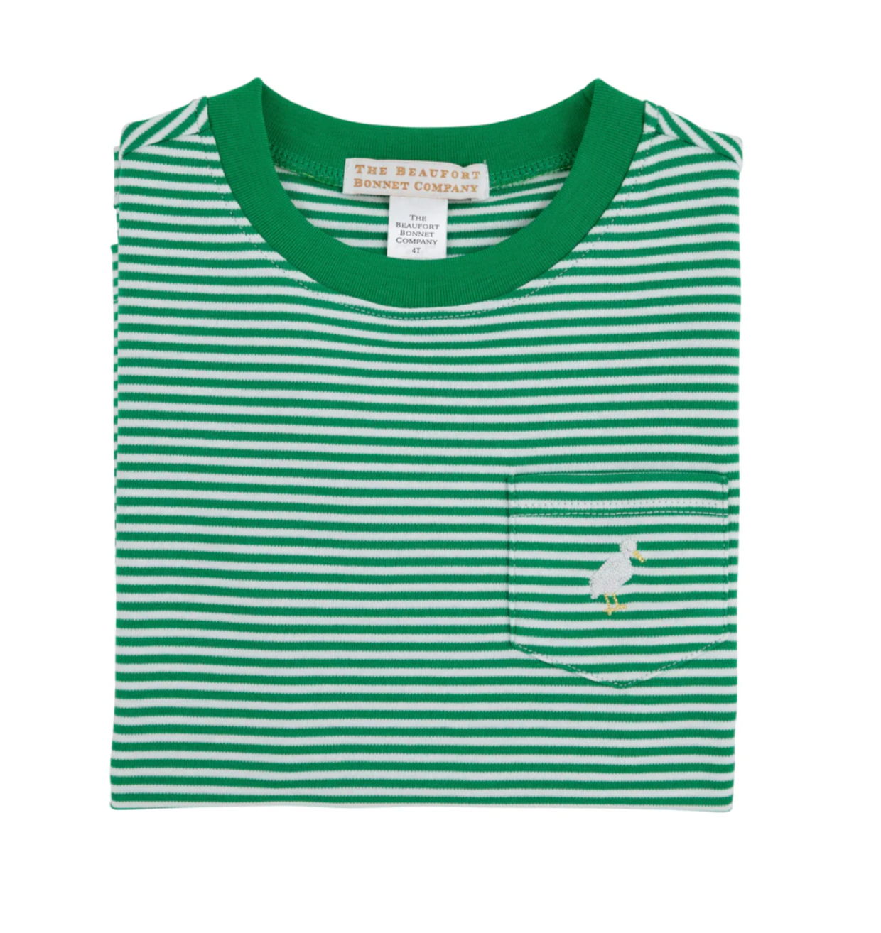 TBBC Carter Crewneck SS Kiawah Kelly Green Stripe with Multicolor Stork