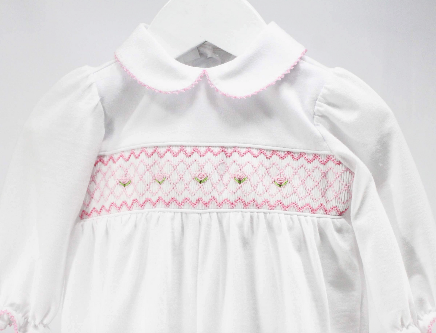 White and Pink Geometric Claire Romper
