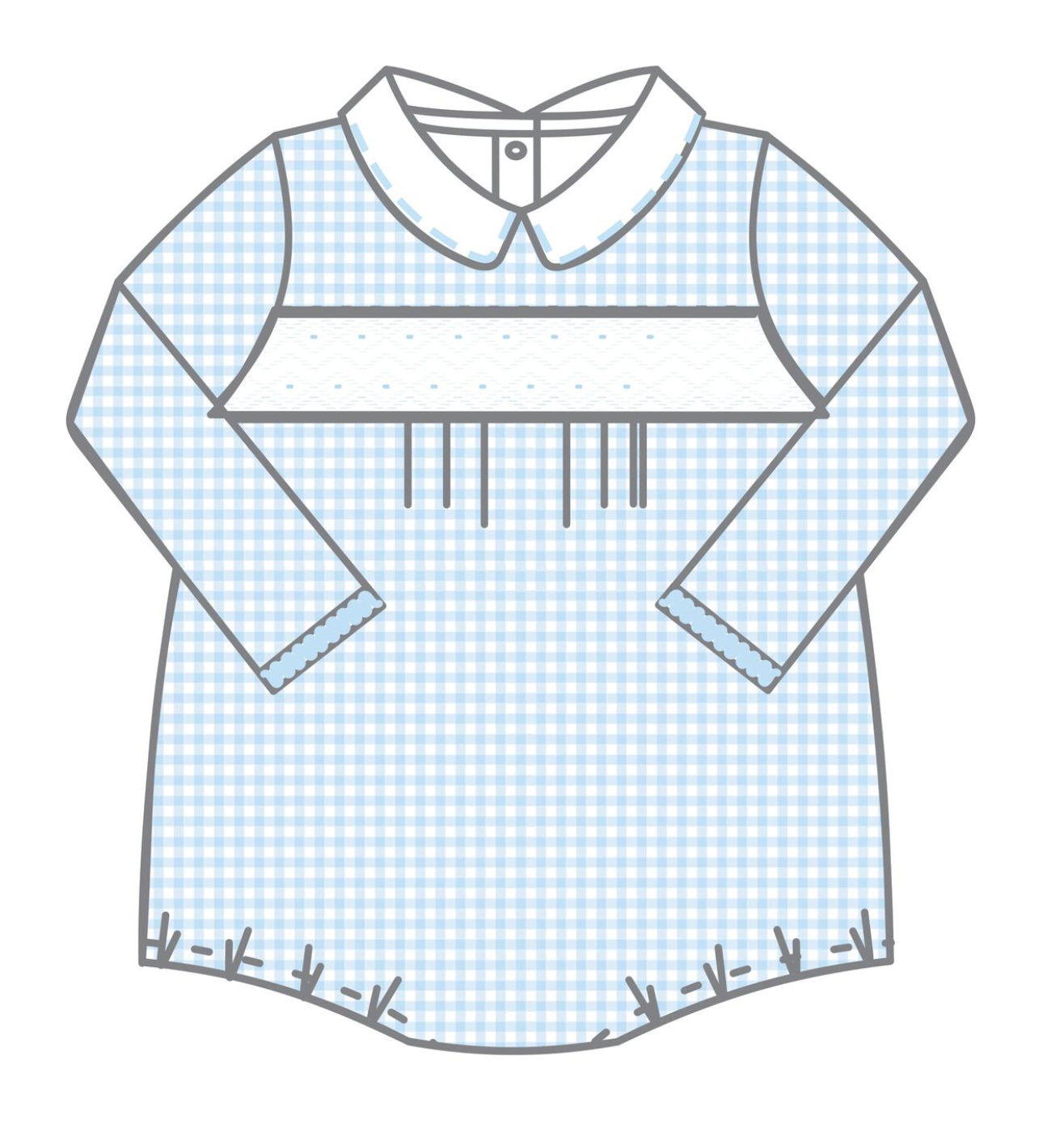 MB Emma & Aedan Smocked Collar L/S Boy Bubble Lt Blue