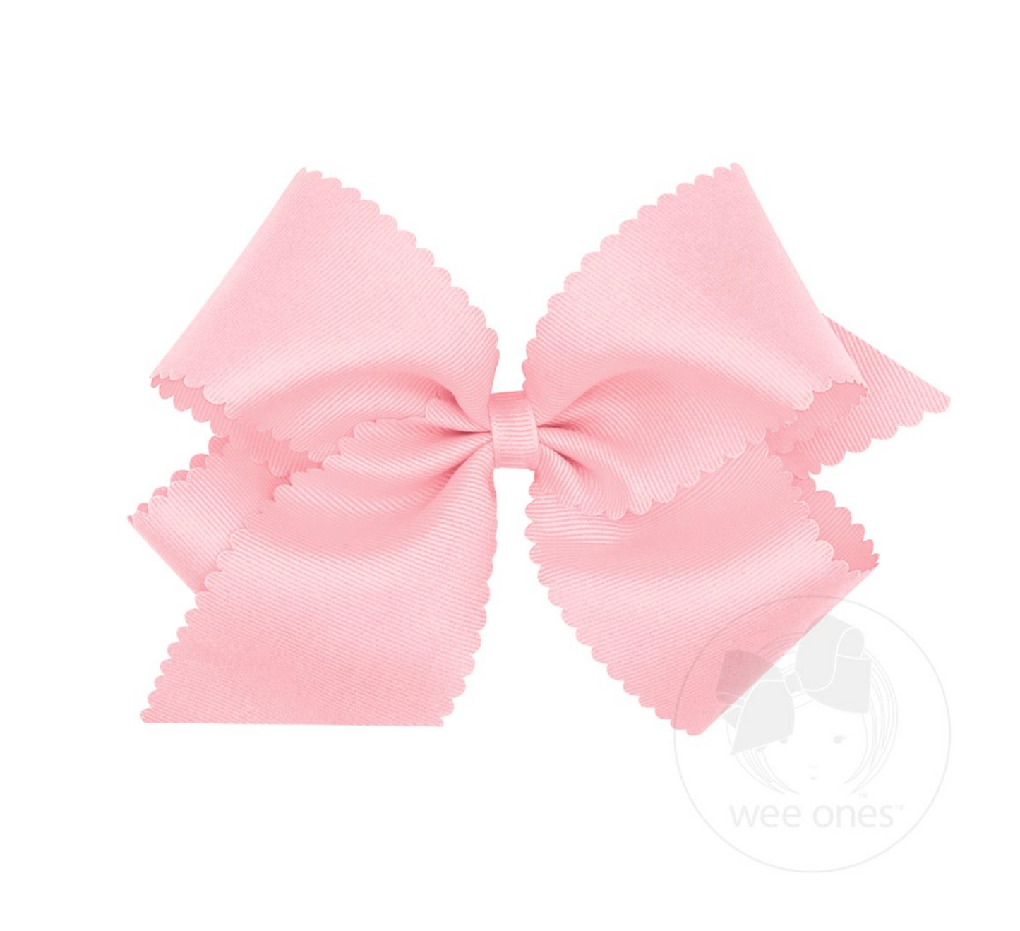 King Grosgrain Hair Bow Scalloped Edge Wee Ones