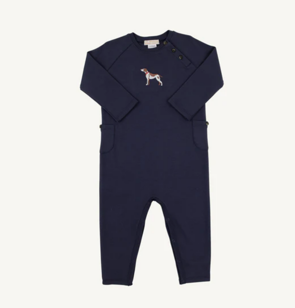TBBC Rayburn Romper Nantucket Navy Dog Embroidery