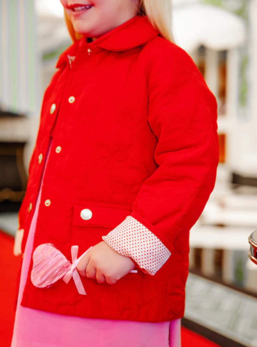 TBBC Kendall Quilted Coat Richmond Red Bows