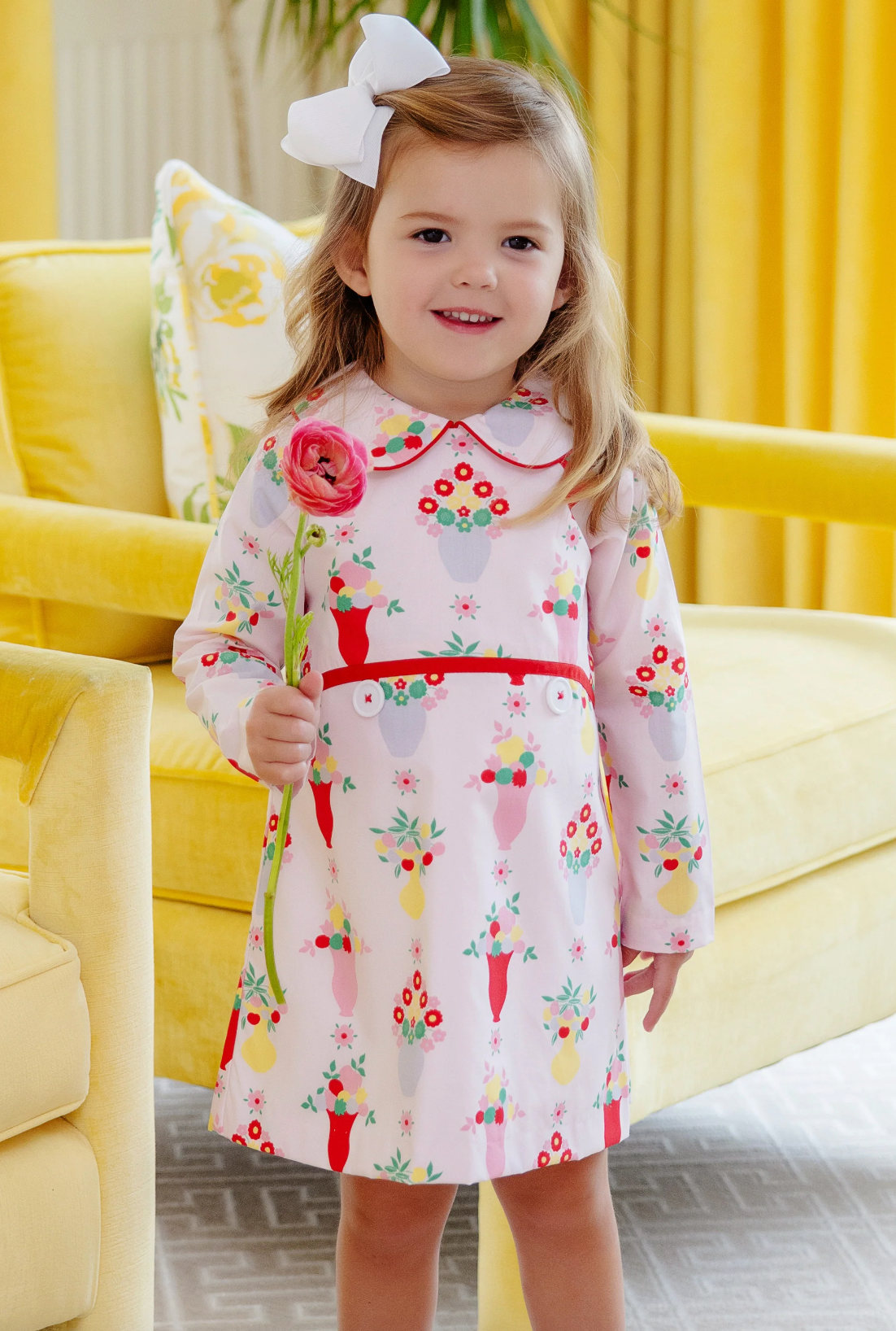 TBBC Lindy's Lunch Dress Broadcloth Pink and Plentiful with Richmond Red
