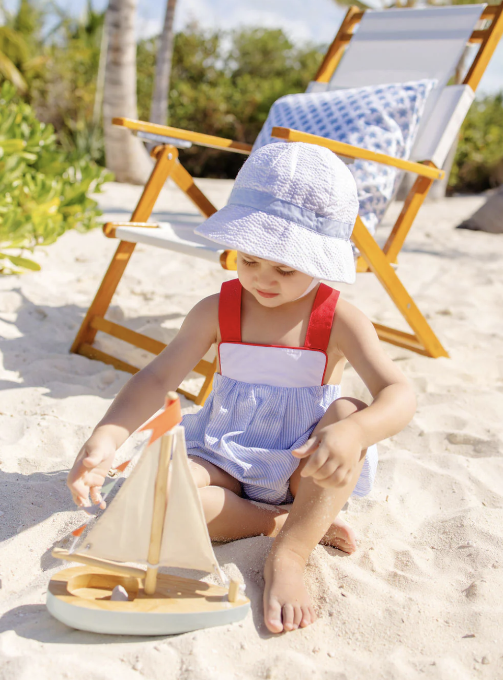 TBBC Samprey Sunsuit Seersucker Breakers Blue/ White/ Red