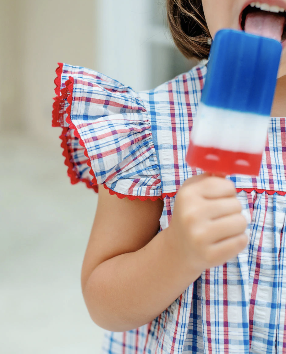 TBBC Rosemary Ruffle Dress Sewanee Seersucker