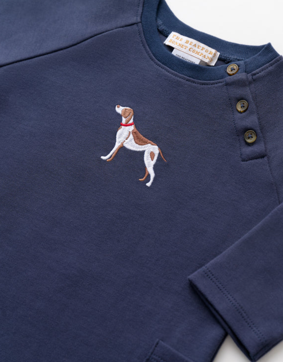 TBBC Rayburn Romper Nantucket Navy Dog Embroidery
