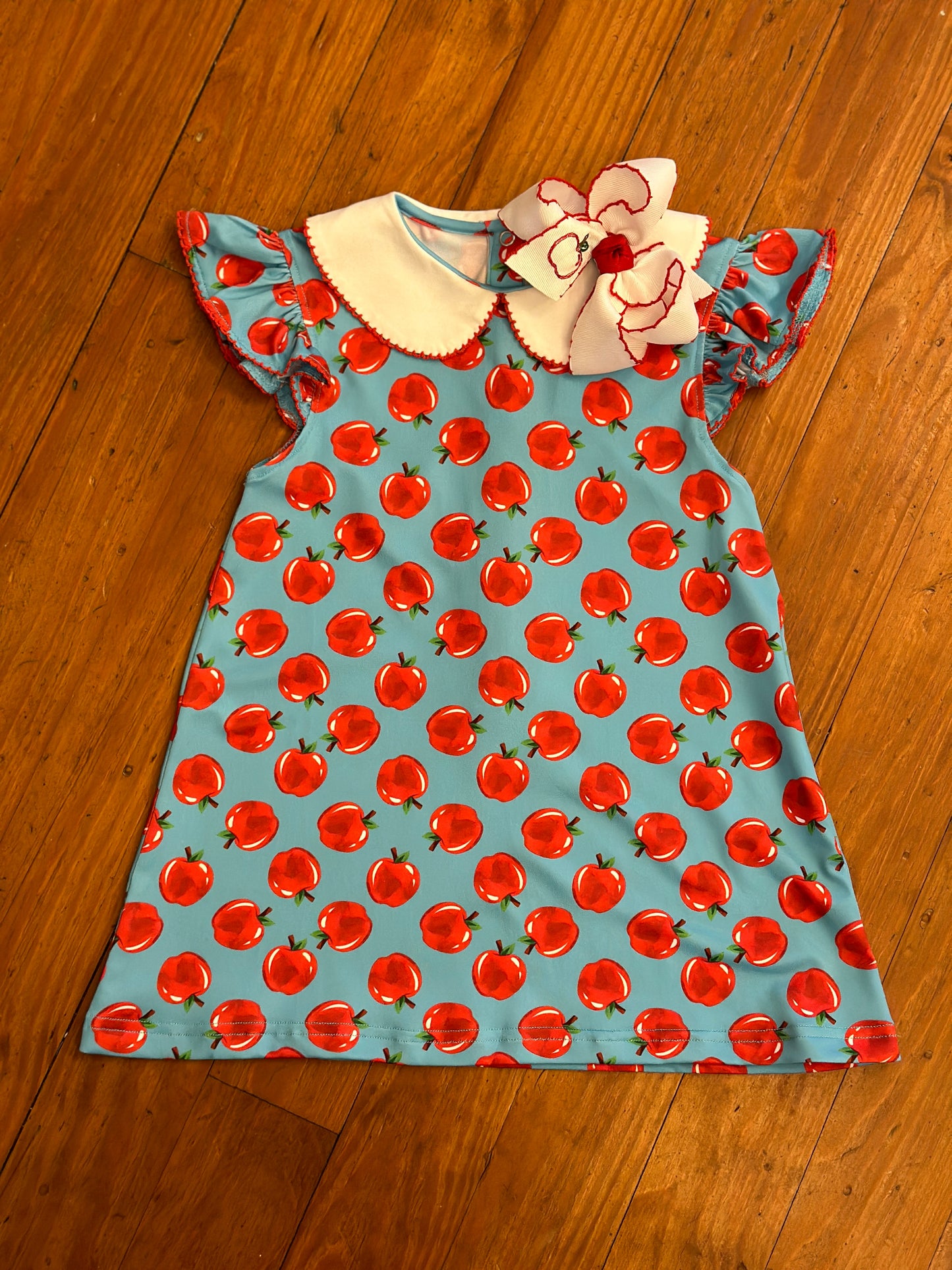 MSSC Charlotte Collared Red/Turquoise Dress A: is for Apple