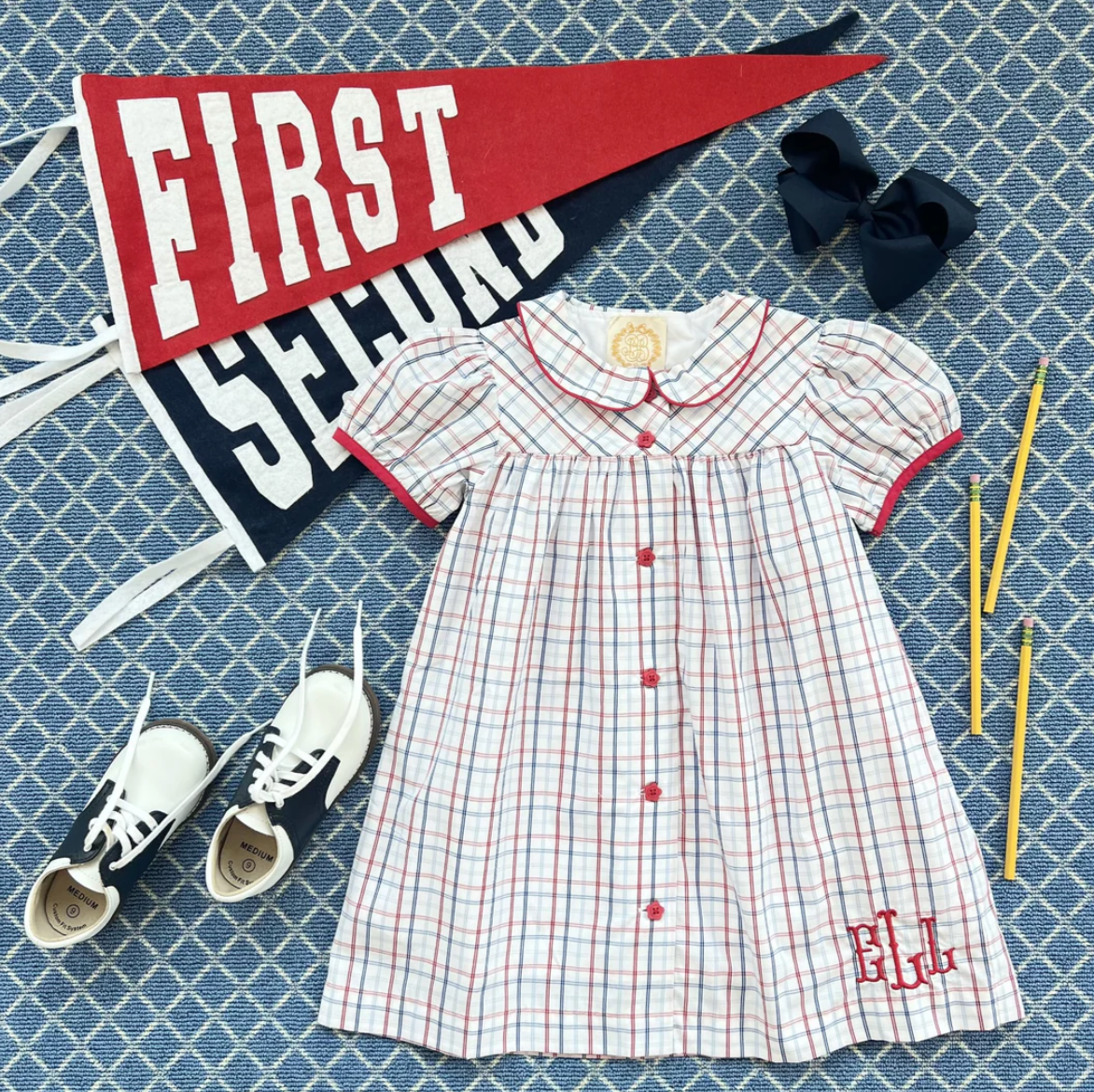 TBBC Tabithas Teachers Pet Dress Whitehall Windowpane/ Richmond Red