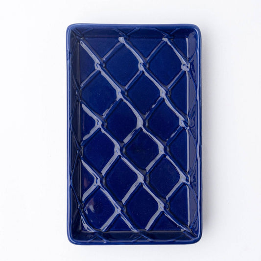 Navy Textured Ceramic Guest Towel Tray