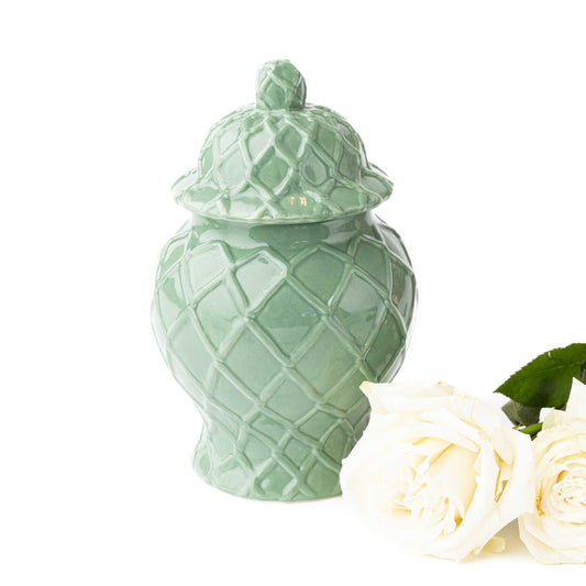 Green Textured Ginger Jar, Small