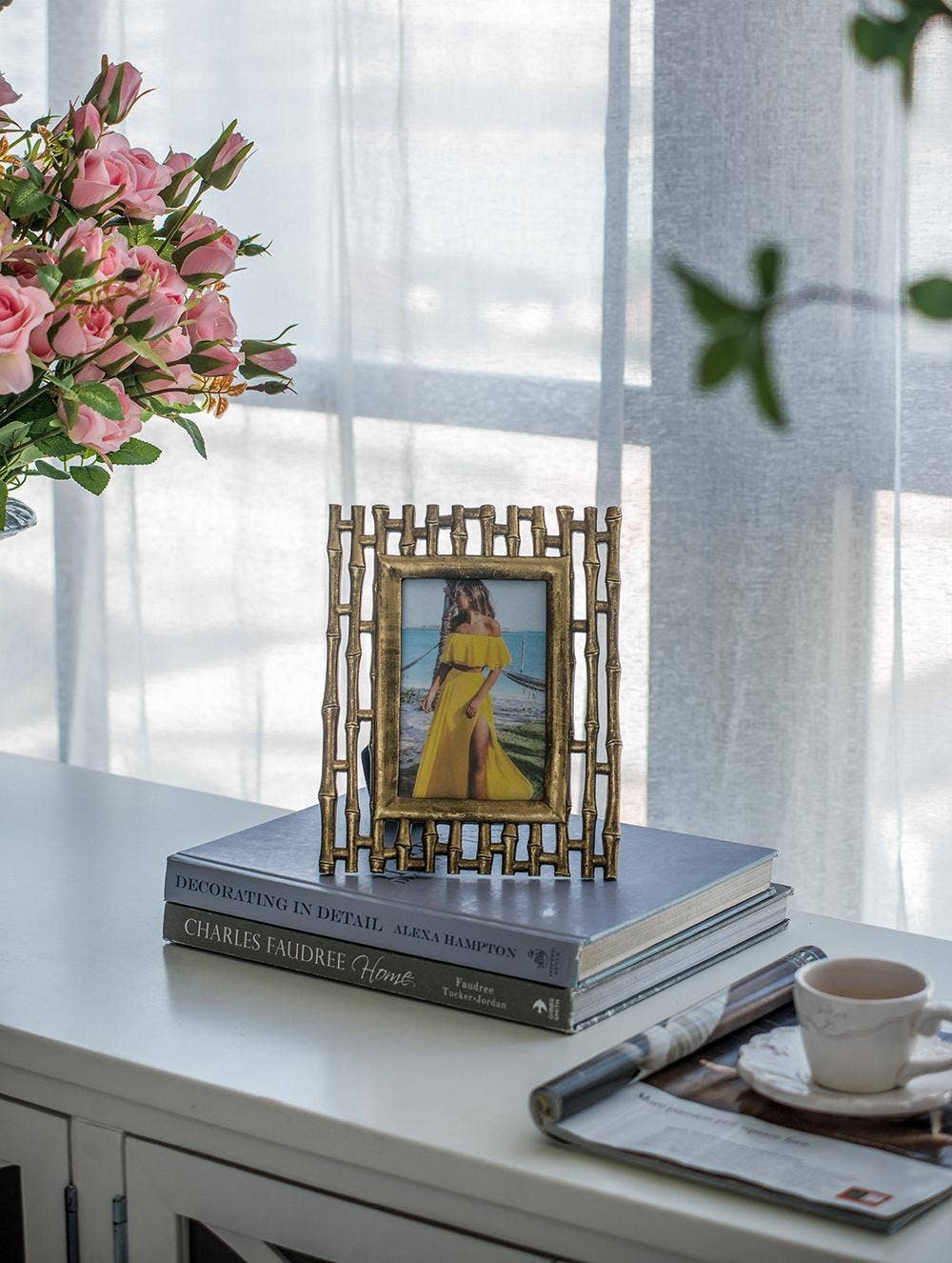 Gold Bamboo Photo Frame, 4x6" Opening