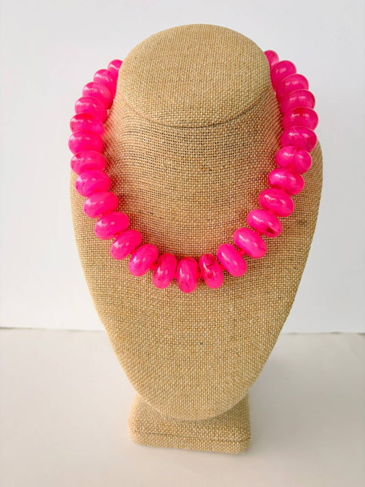 The Rory Hot Pink Large Beaded Necklace
