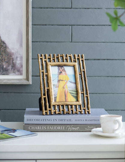 Gold Bamboo Photo Frame, 4x6" Opening