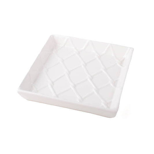 White Textured Ceramic Cocktail Napkin Tray