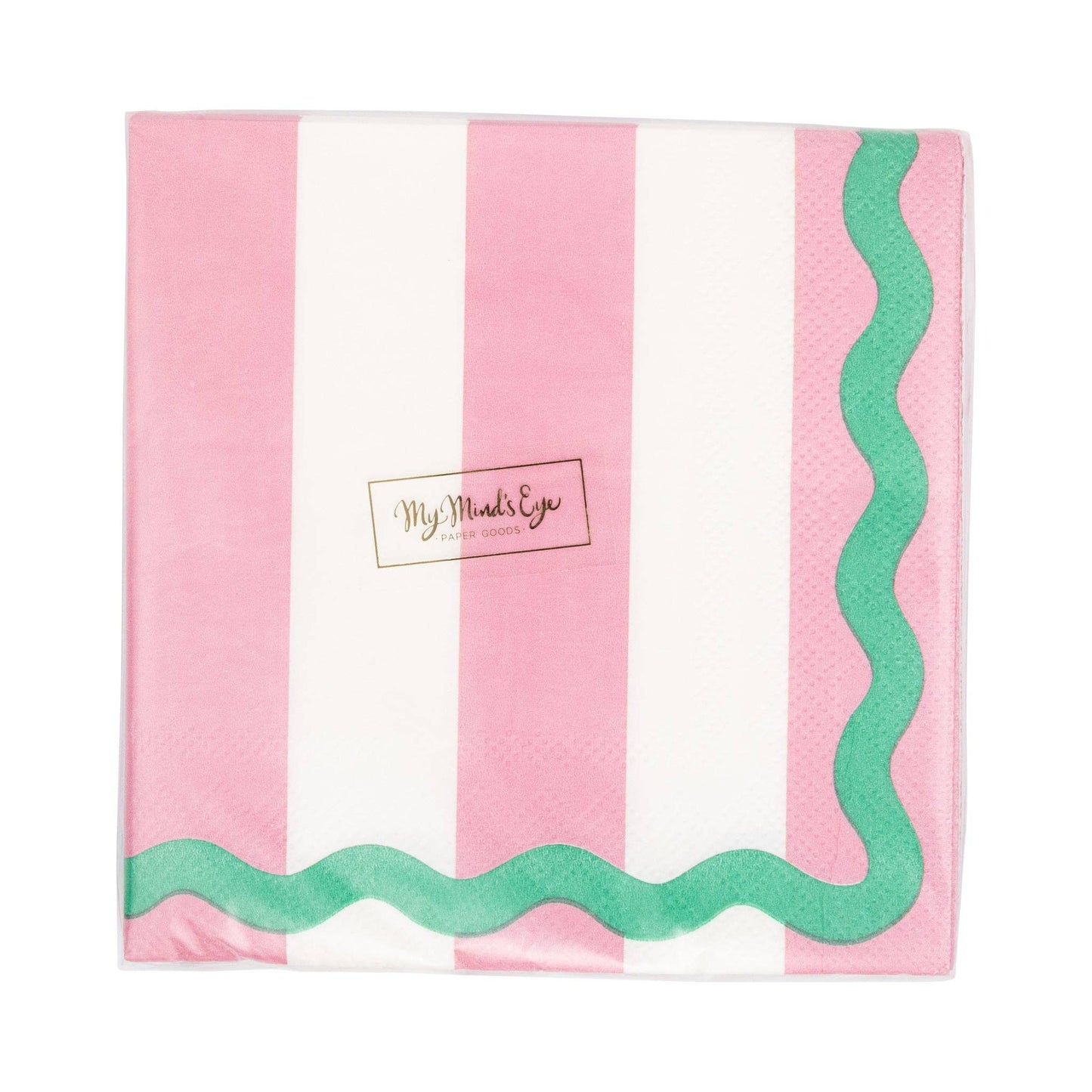 Pink and Green Stripes with Ric Rac Cocktail Napkins (24ct)