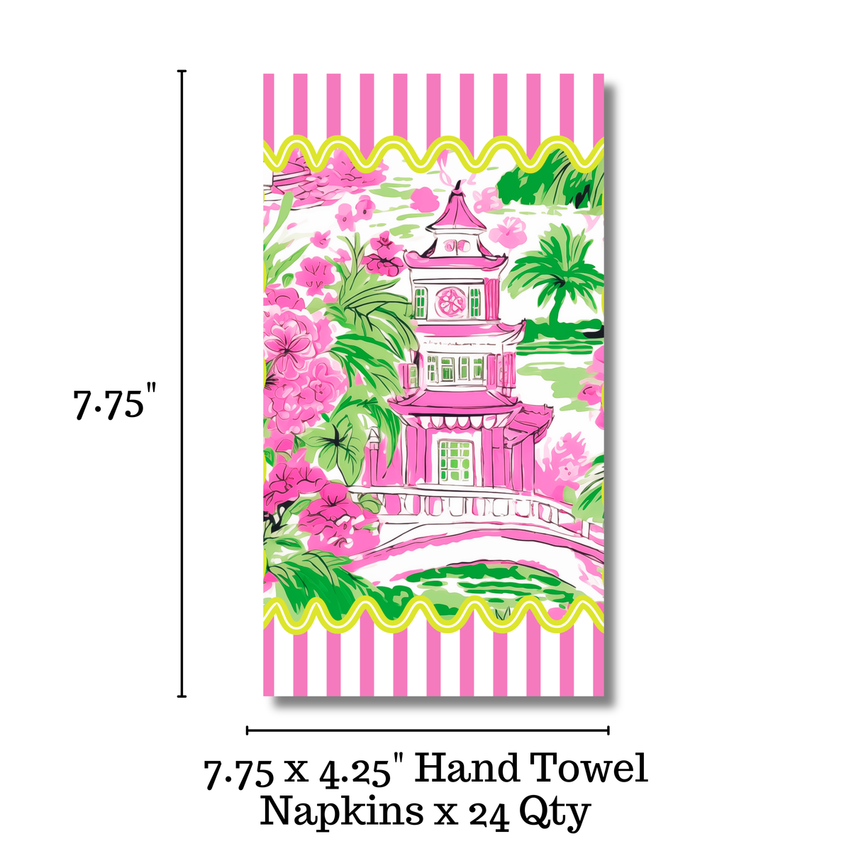 Chinoiserie Pink Stripes Guest Napkins (24ct)
