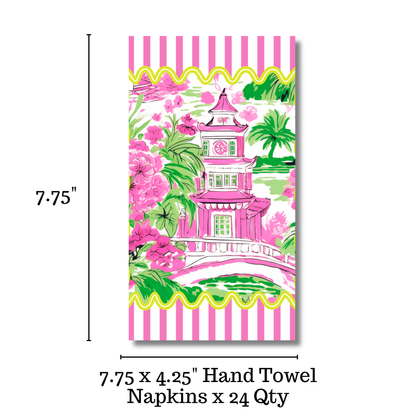 Chinoiserie Pink Stripes Guest Napkins (24ct)