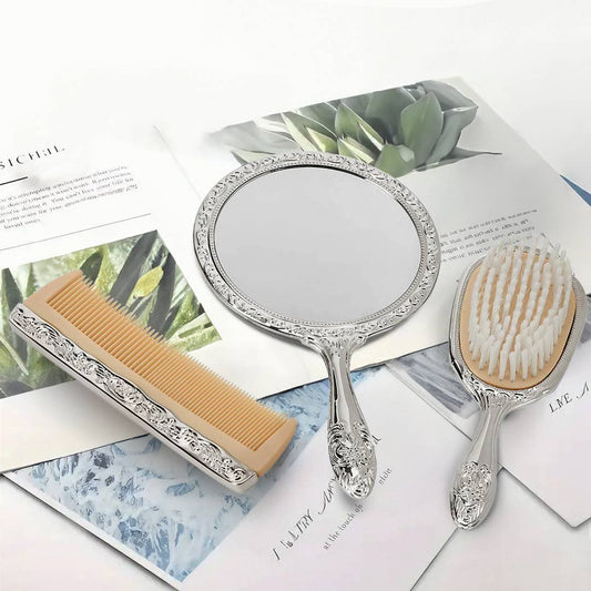 Ornate Vanity Baby Gift Set: Comb, Brush, & Mirror