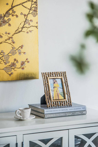 Gold Bamboo Photo Frame, 4x6" Opening