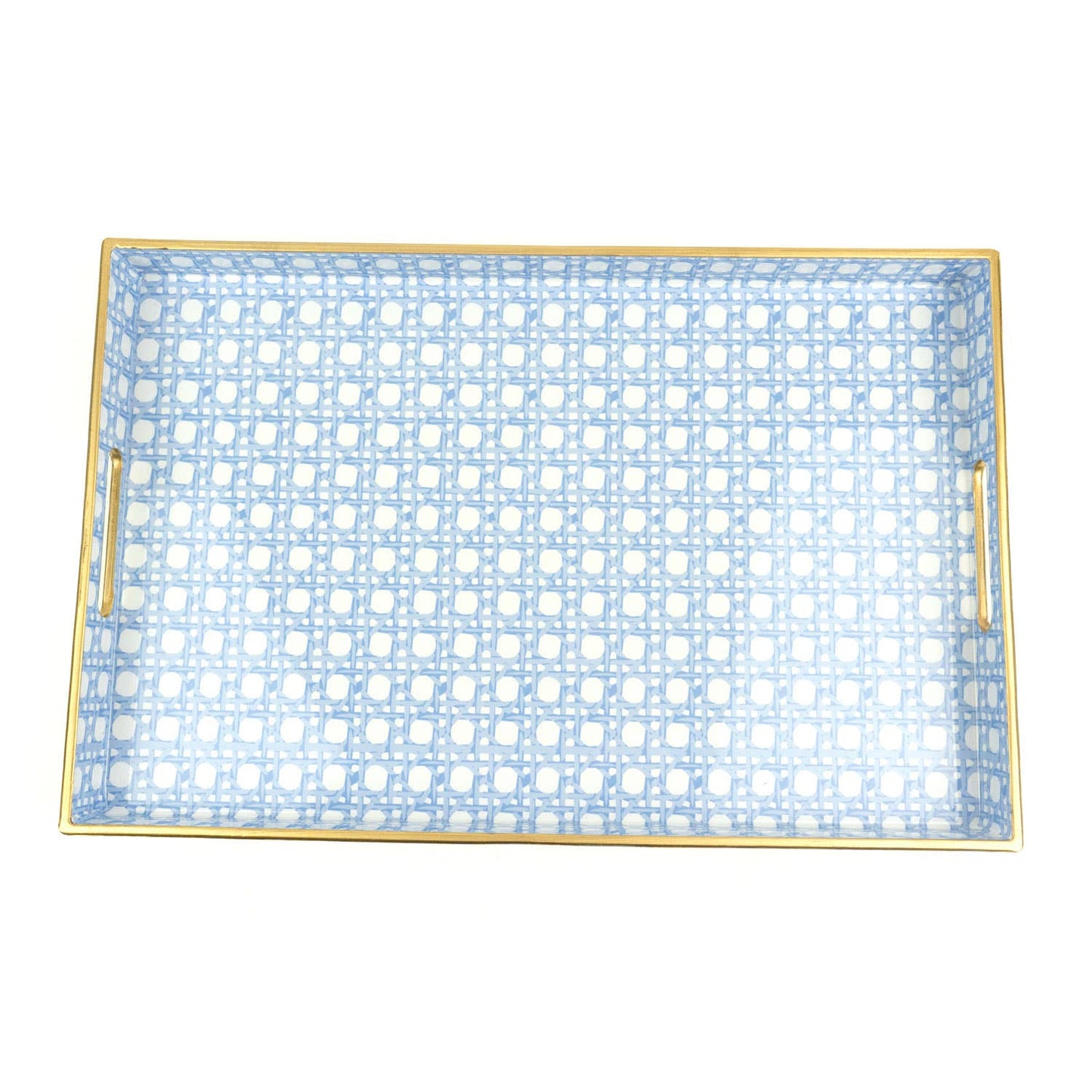 Rectangular Serving Tray, Blue Cane Print, Resin