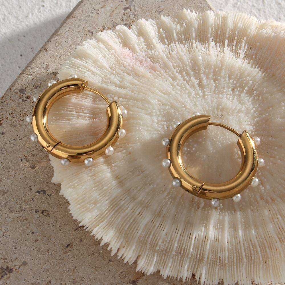 Sophie Pearl Hoop Huggie Earrings