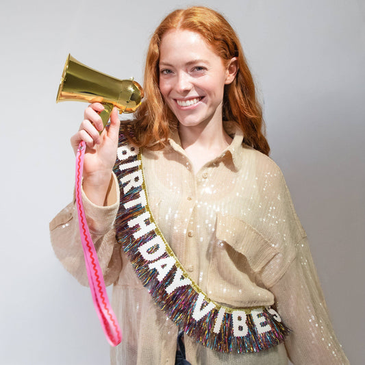 Birthday Vibes Multicolor Shimmer Sash