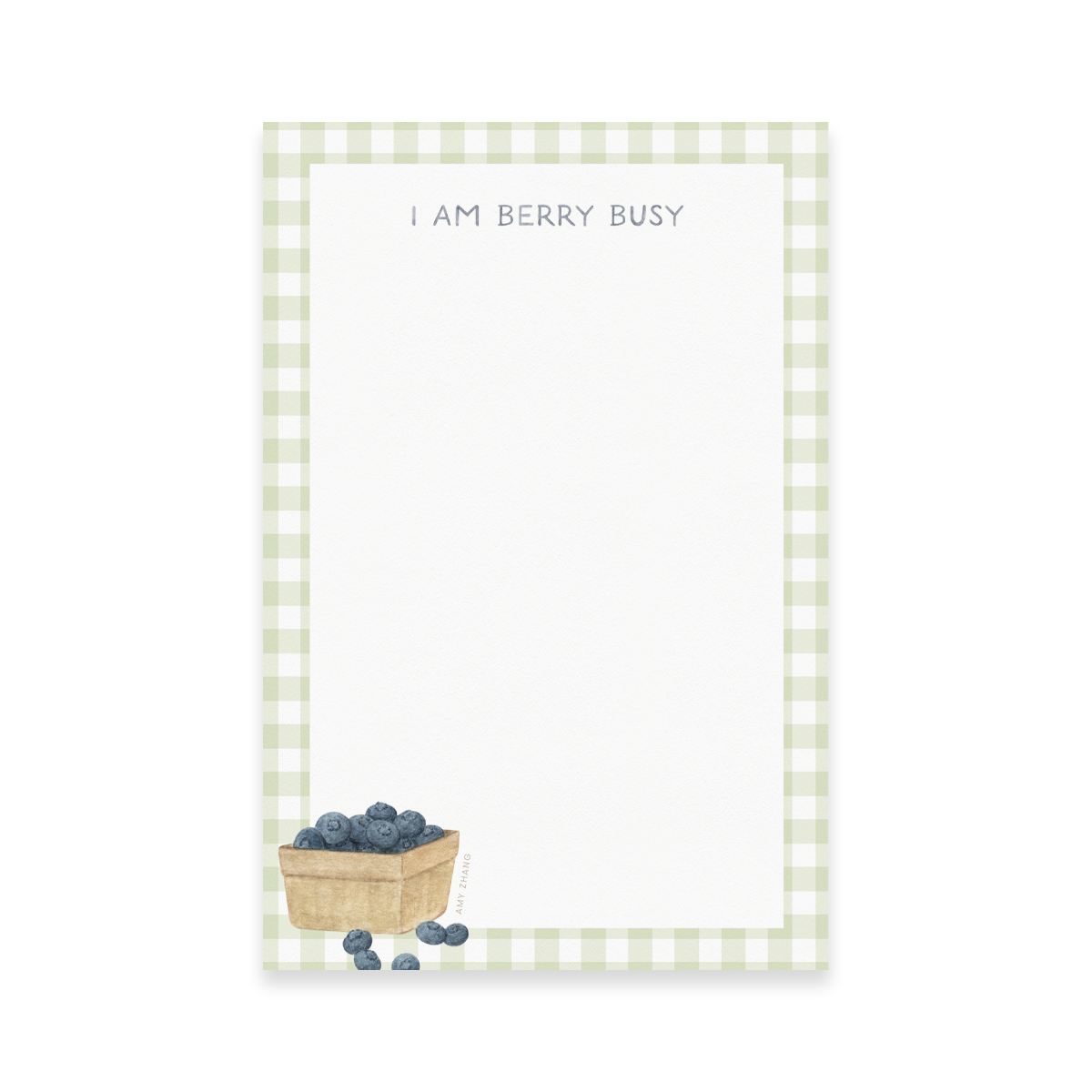 I Am Very Busy Blueberry Gingham Notepad