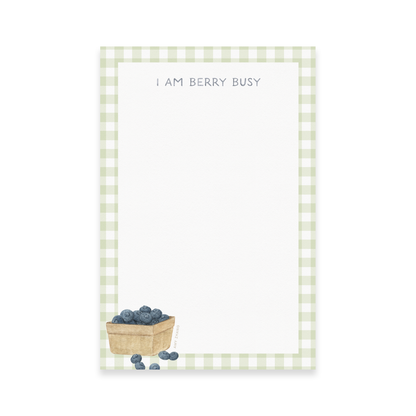 I Am Very Busy Blueberry Gingham Notepad