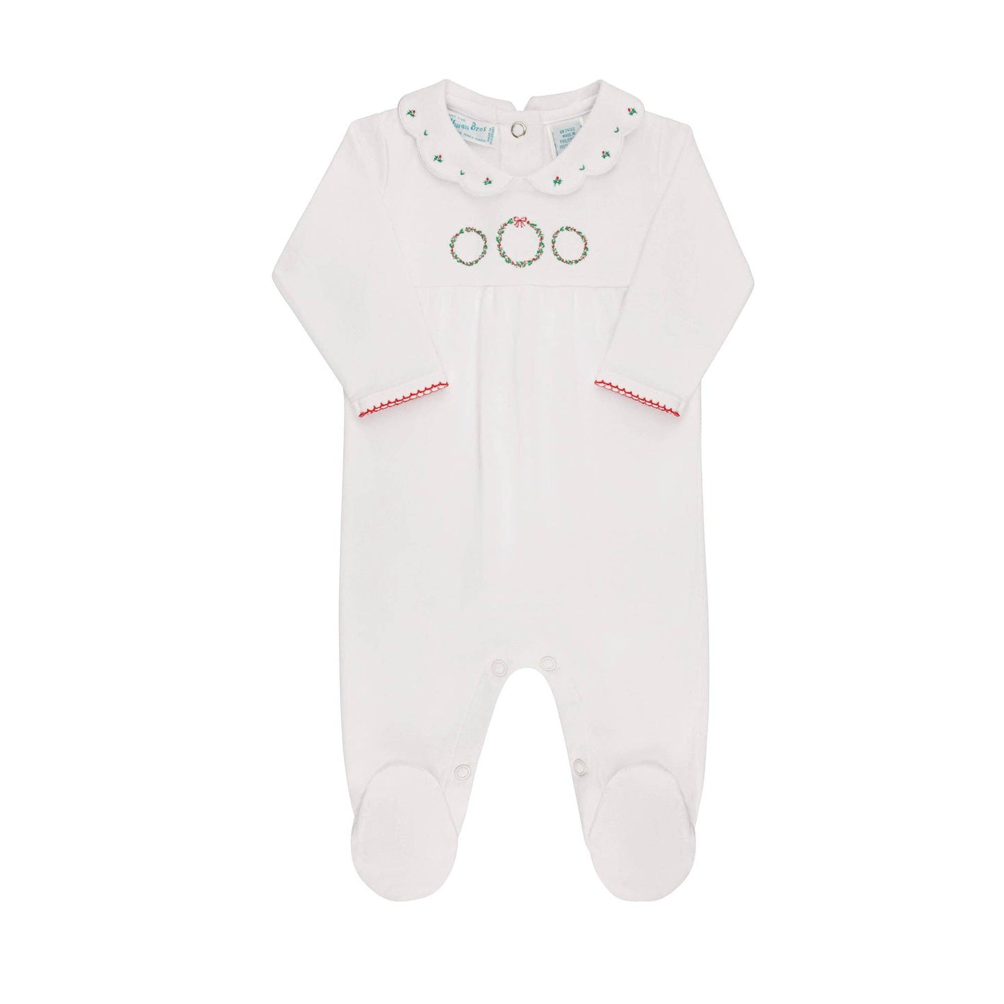 Girls Holiday Wreath Cotton Baby Romper