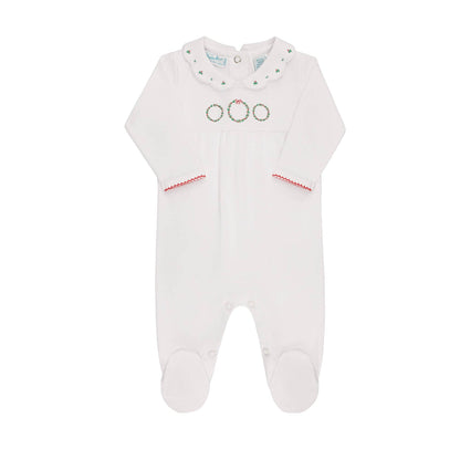 Girls Holiday Wreath Cotton Baby Romper