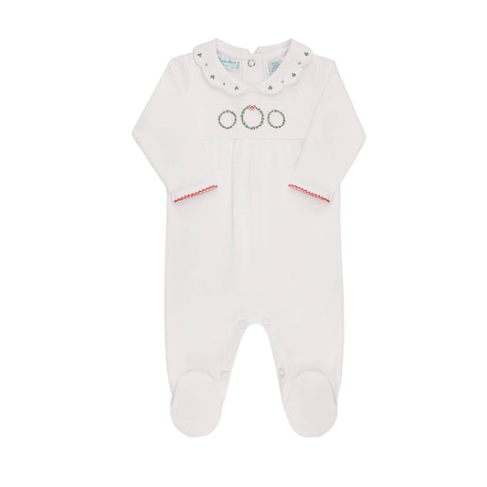 Girls Holiday Wreath Cotton Baby Romper