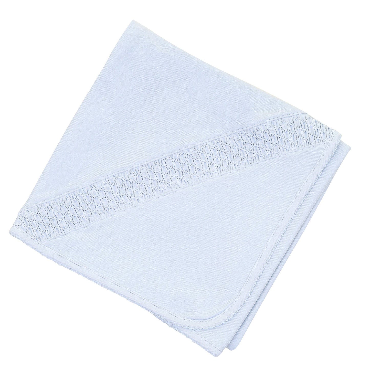 Solid Essentials Smocked Blanket - Light Blue with Light Blue Trim