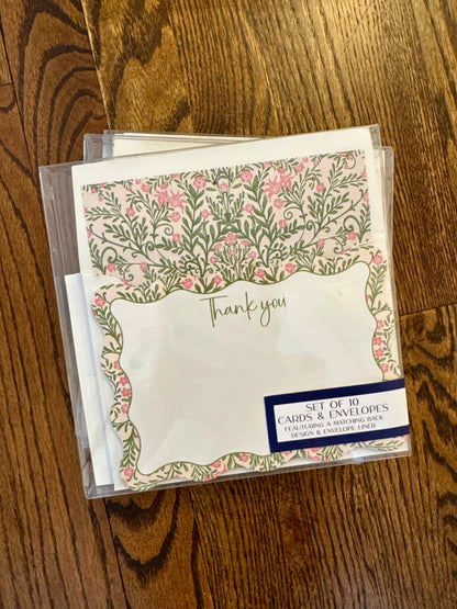 Thank You: Chinoiserie Floral Pattern Scalloped Set