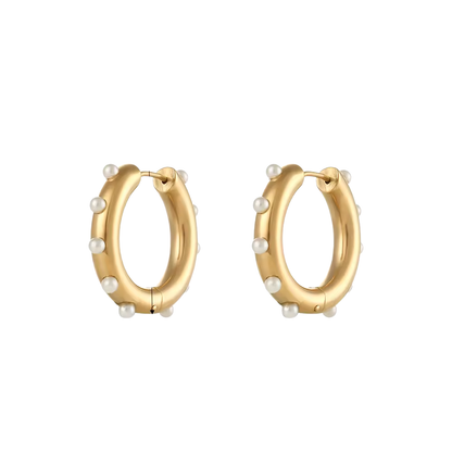 Sophie Pearl Hoop Huggie Earrings