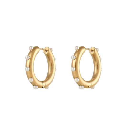 Sophie Pearl Hoop Huggie Earrings