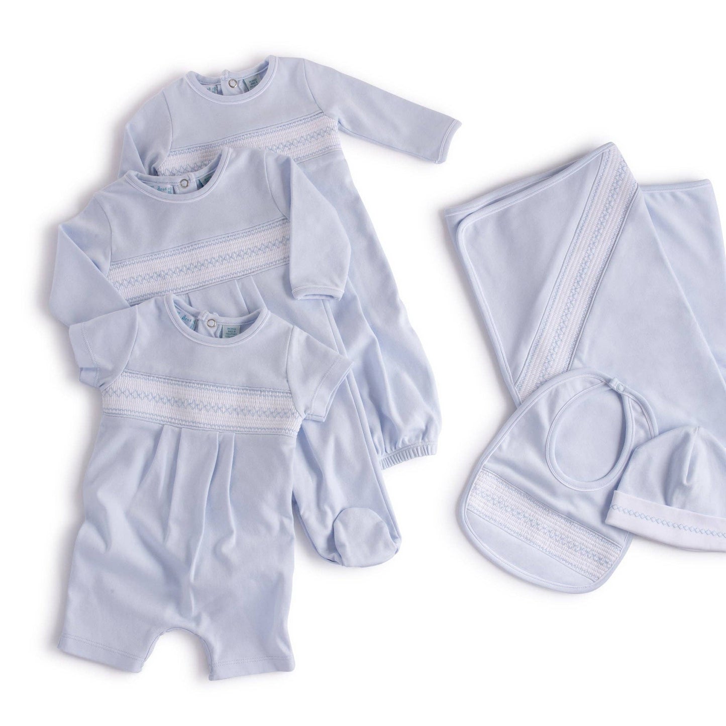 Baby Boy's Smocked Argyle Gown With Hat: Blue / NB
