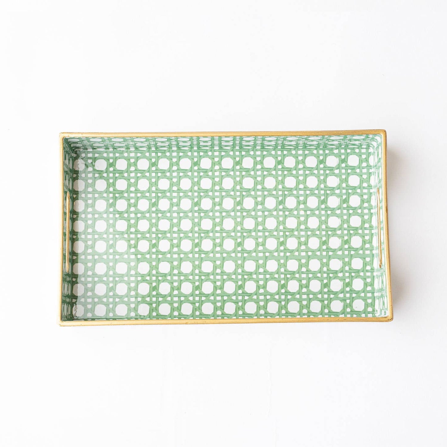 Decorative Vanity Tray, Green Cane Print Resin