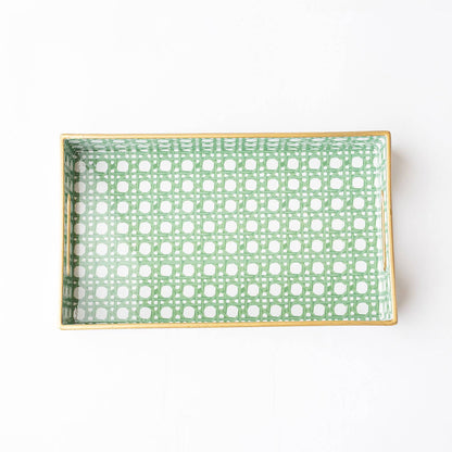 Decorative Vanity Tray, Green Cane Print Resin